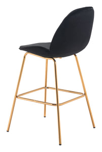 21.7" x 24" x 42.7" Black Velvet, Steel & Plywood, Bar Chair - Set of 2