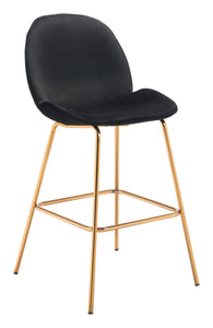 21.7" x 24" x 42.7" Black Velvet, Steel & Plywood, Bar Chair - Set of 2