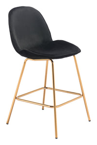 20.9" x 24" x 40.6" Black Velvet, Steel & Plywood, Counter Chair - Set of 2