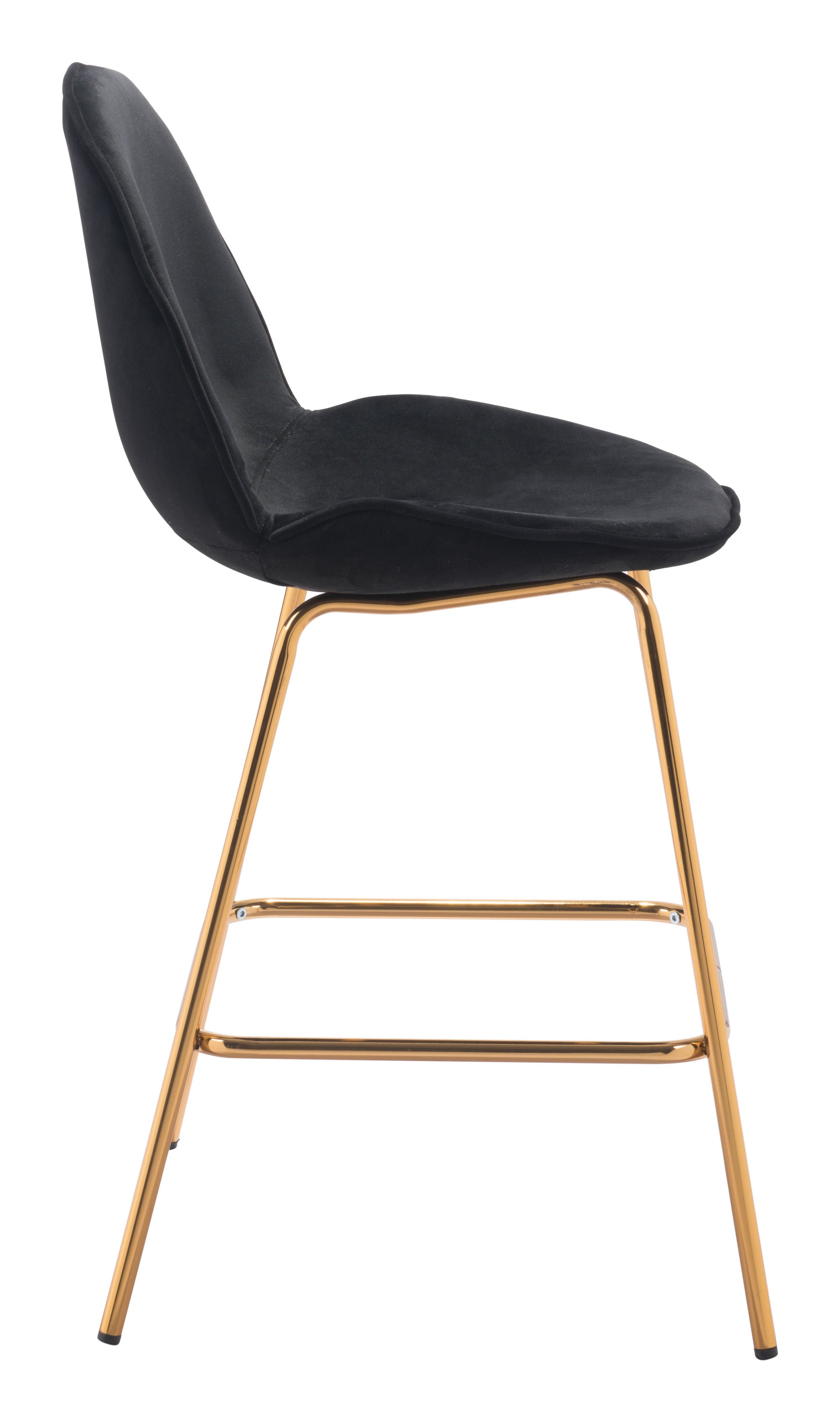 20.9" x 24" x 40.6" Black Velvet, Steel & Plywood, Counter Chair - Set of 2