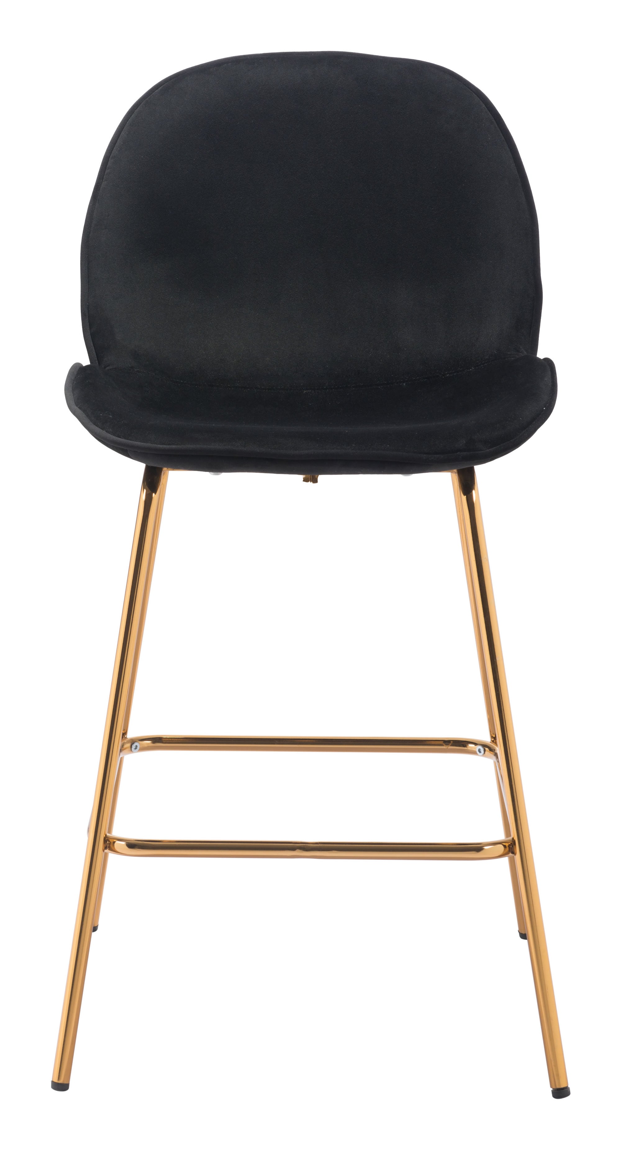 20.9" x 24" x 40.6" Black Velvet, Steel & Plywood, Counter Chair - Set of 2
