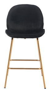 20.9" x 24" x 40.6" Black Velvet, Steel & Plywood, Counter Chair - Set of 2
