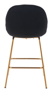 20.9" x 24" x 40.6" Black Velvet, Steel & Plywood, Counter Chair - Set of 2