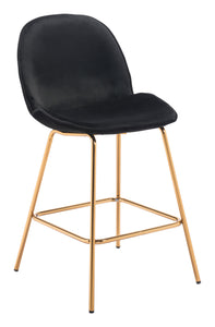 20.9" x 24" x 40.6" Black Velvet, Steel & Plywood, Counter Chair - Set of 2