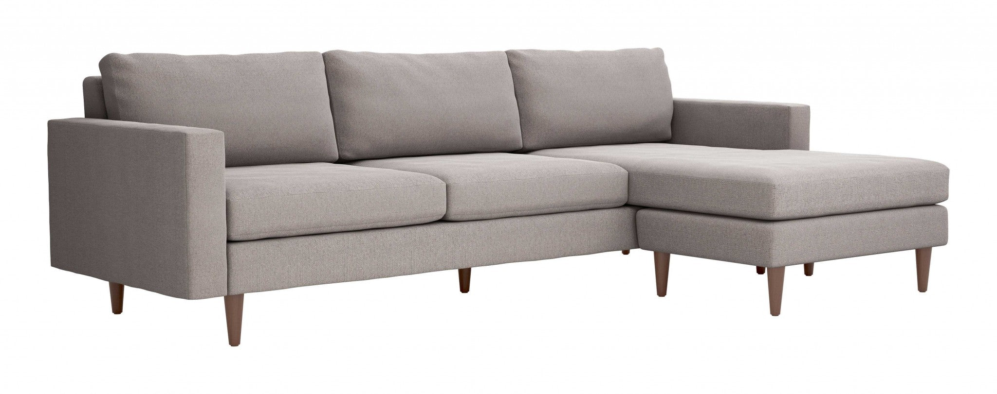 104" x 60" x 33" Feather Gray, Polyester, Alder Wood, Foam, Fabric & Fiber, Sectional