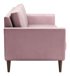 85" x 35" x 37" Pink Velvet, Alder Wood, Foam, Fabric & Fiber, Sofa