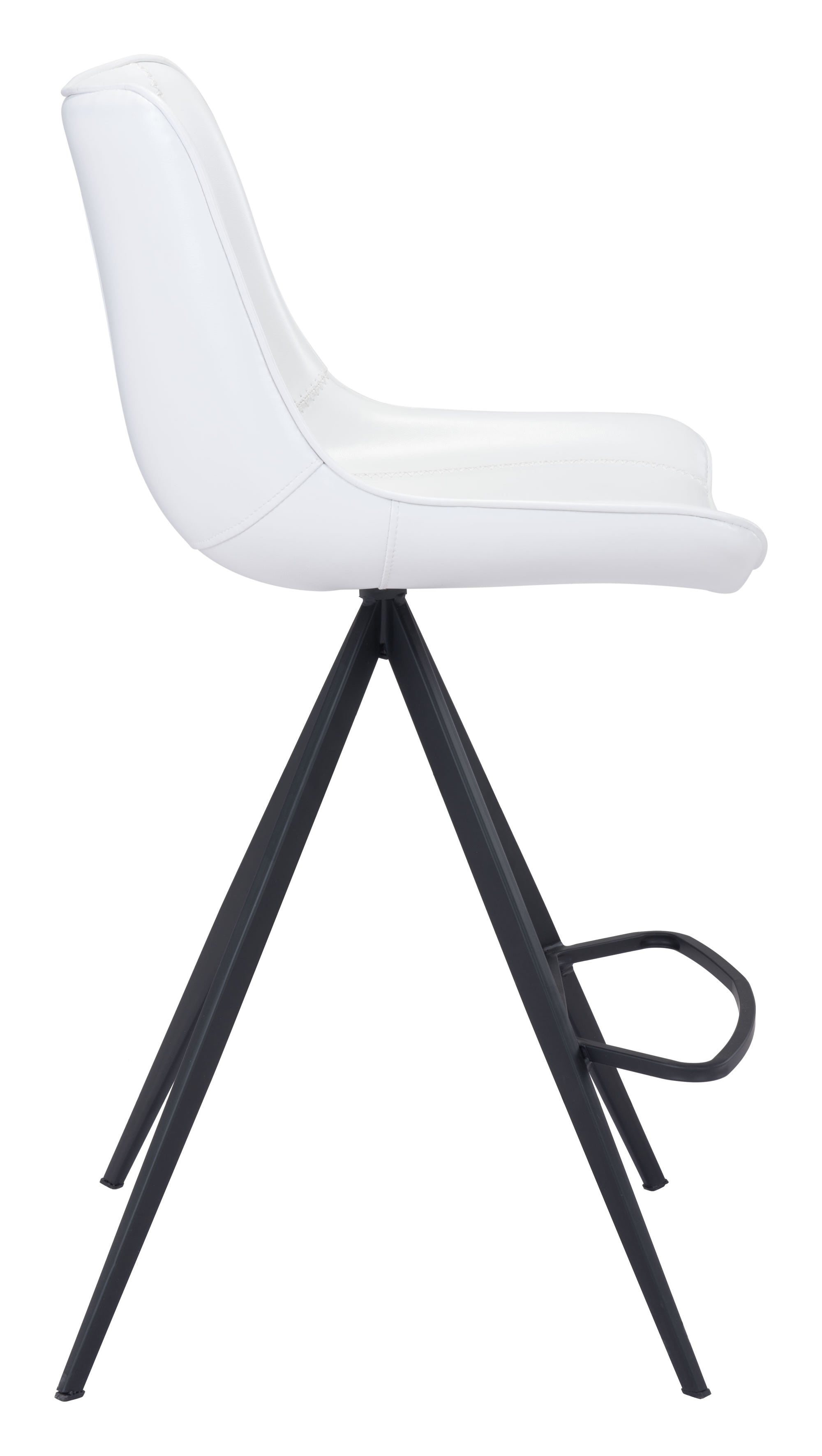 19.3" x 21.7" x 39" White & Black, Leatherette, Stainless Steel, Counter Chair - Set of 2