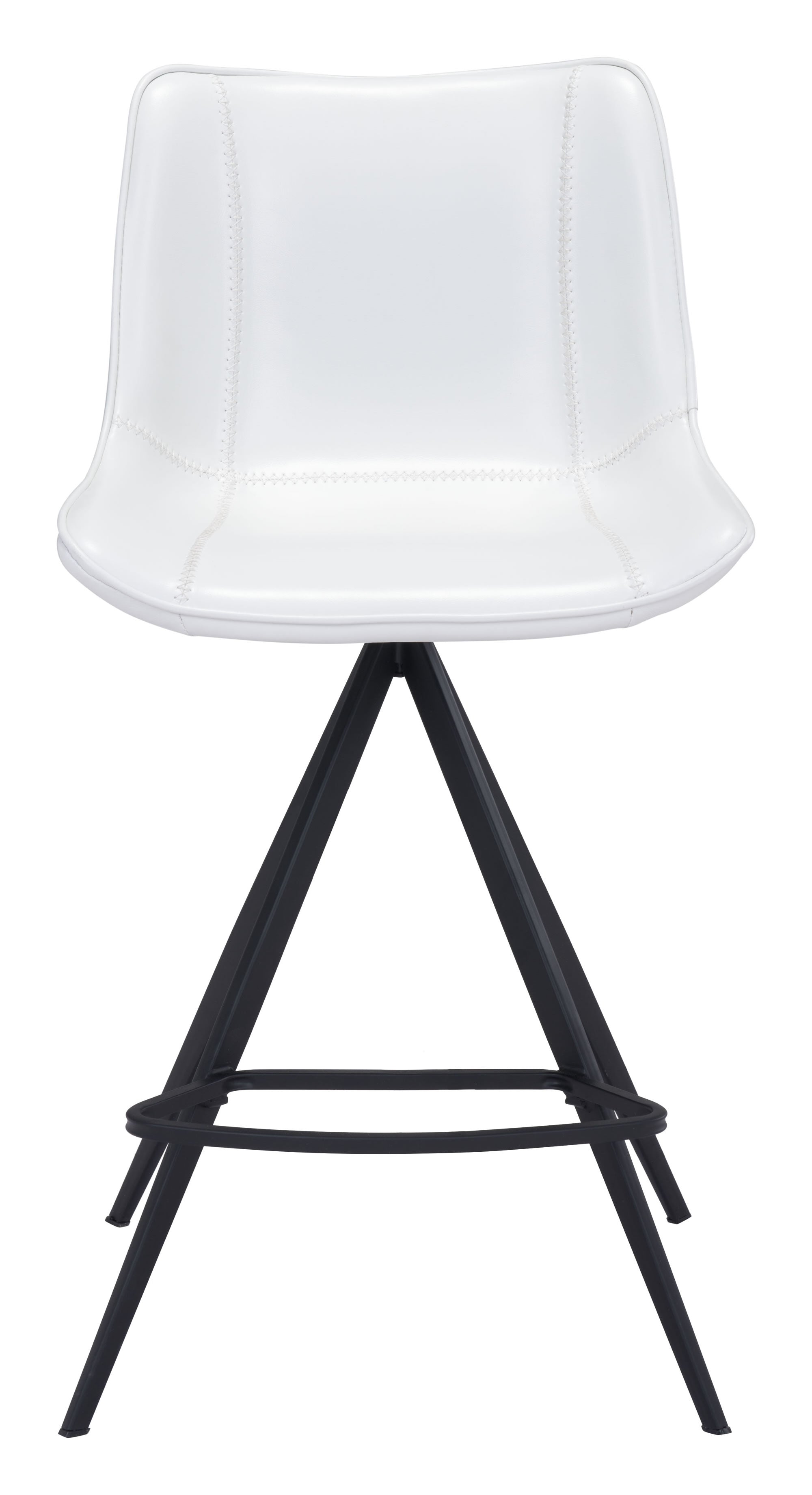 19.3" x 21.7" x 39" White & Black, Leatherette, Stainless Steel, Counter Chair - Set of 2