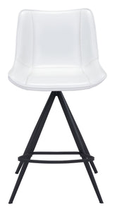 19.3" x 21.7" x 39" White & Black, Leatherette, Stainless Steel, Counter Chair - Set of 2