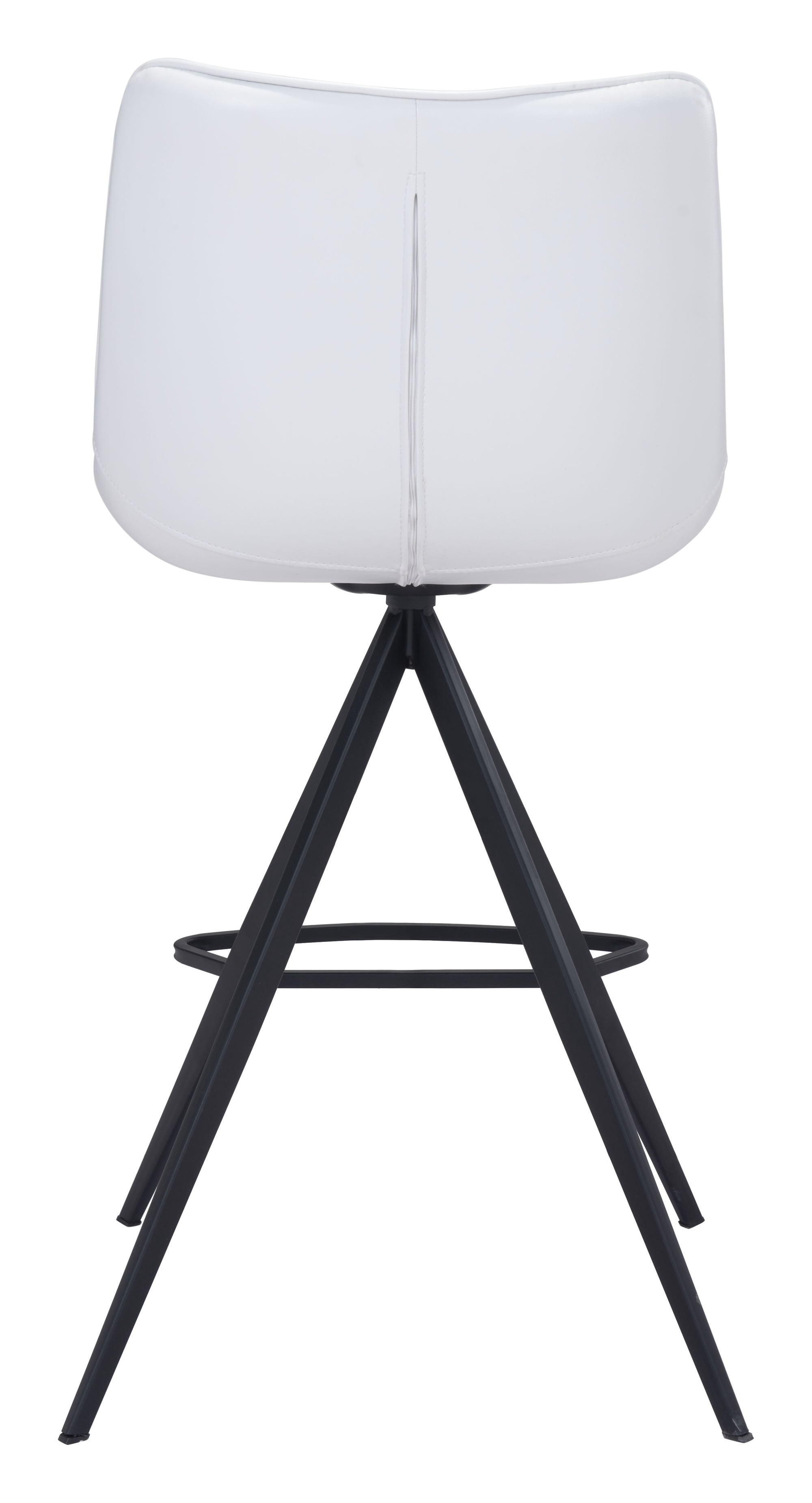 19.3" x 21.7" x 39" White & Black, Leatherette, Stainless Steel, Counter Chair - Set of 2