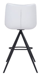19.3" x 21.7" x 39" White & Black, Leatherette, Stainless Steel, Counter Chair - Set of 2