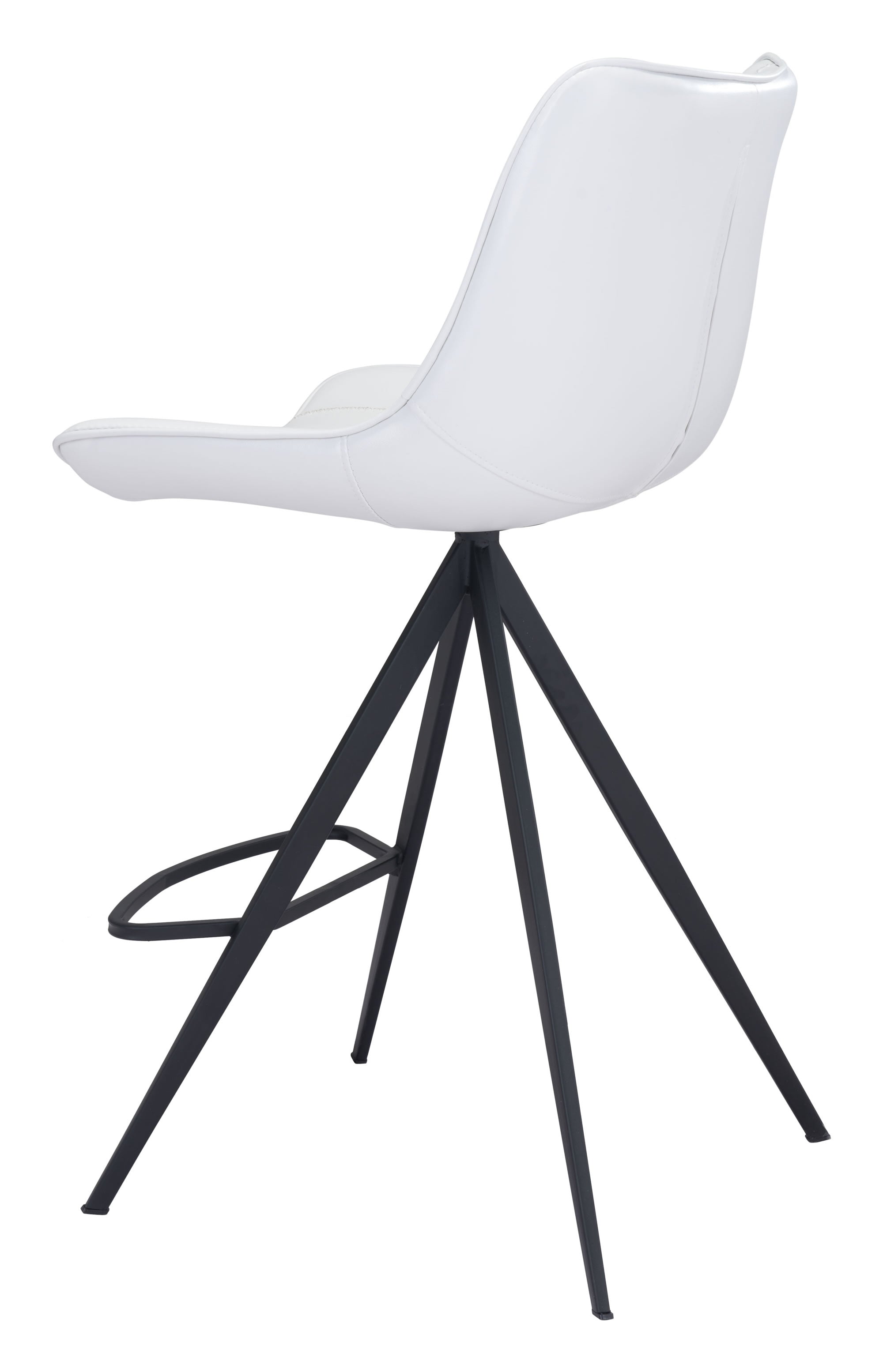 19.3" x 21.7" x 39" White & Black, Leatherette, Stainless Steel, Counter Chair - Set of 2