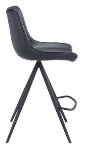 19.3" x 21.7" x 39" Black, Leatherette, Stainless Steel, Counter Chair - Set of 2