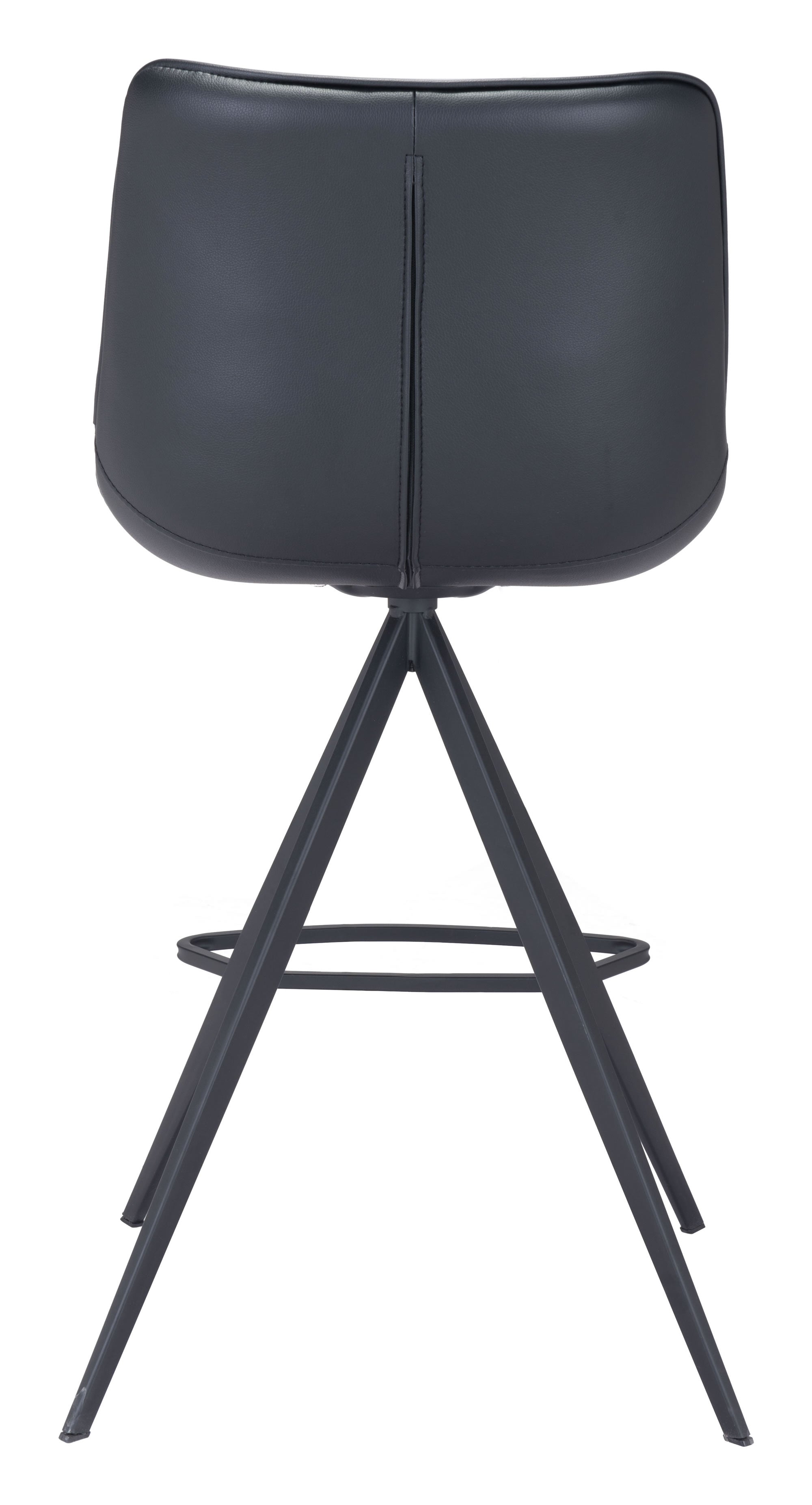 19.3" x 21.7" x 39" Black, Leatherette, Stainless Steel, Counter Chair - Set of 2