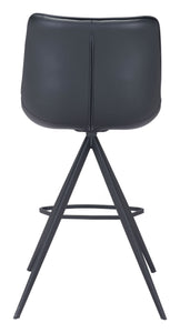 19.3" x 21.7" x 39" Black, Leatherette, Stainless Steel, Counter Chair - Set of 2