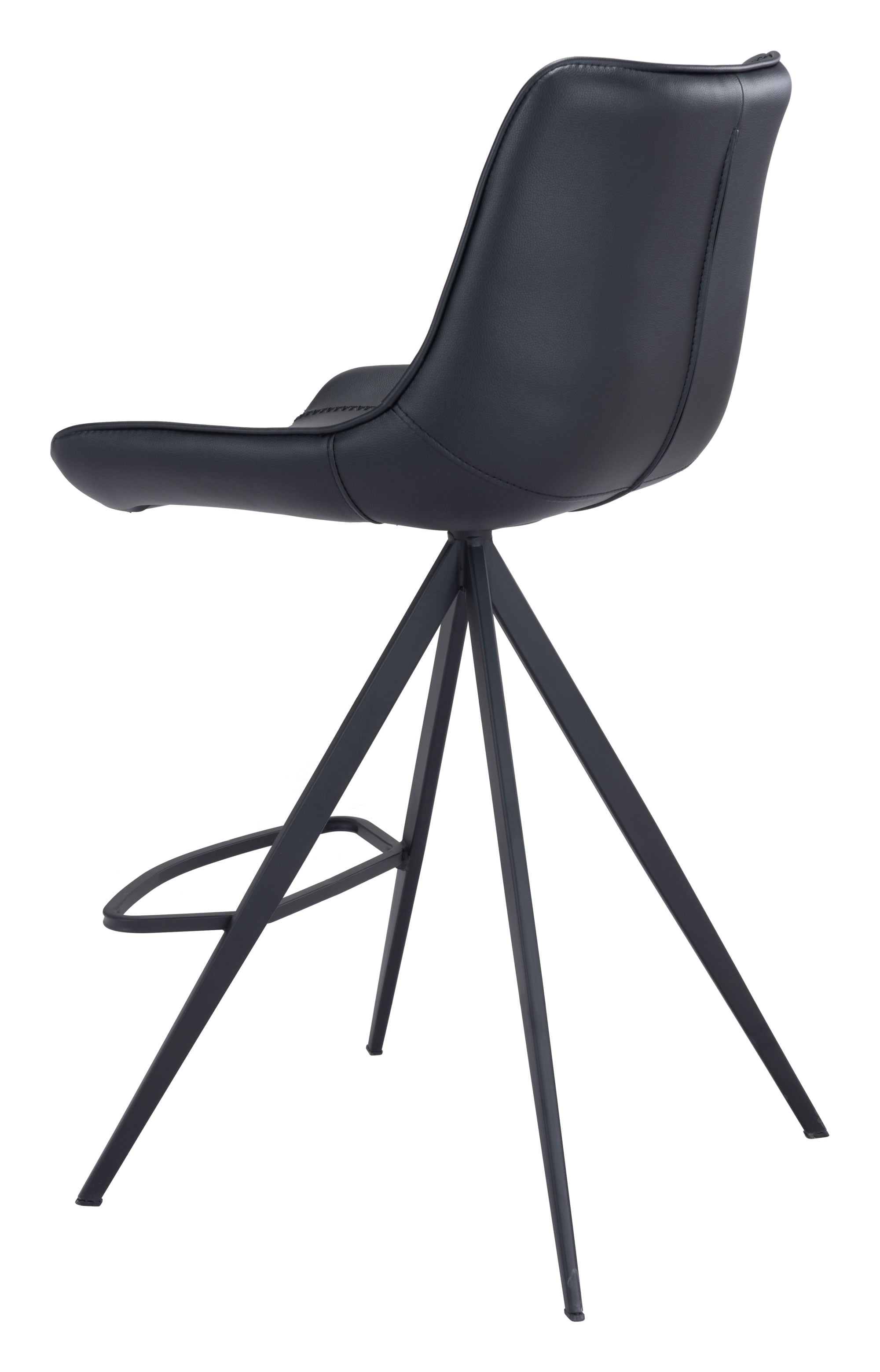19.3" x 21.7" x 39" Black, Leatherette, Stainless Steel, Counter Chair - Set of 2