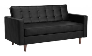 70" x 32" x 35.5" Black Velvet, Alder Wood, Foam, Fabric & Fiber, Sofa