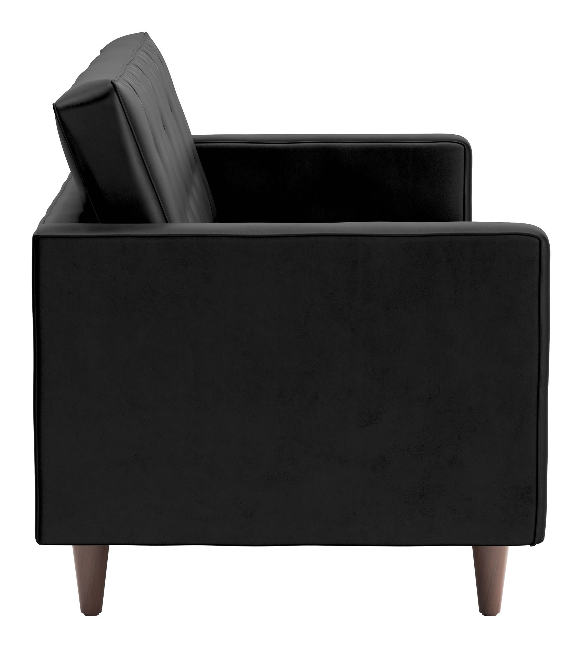 70" x 32" x 35.5" Black Velvet, Alder Wood, Foam, Fabric & Fiber, Sofa