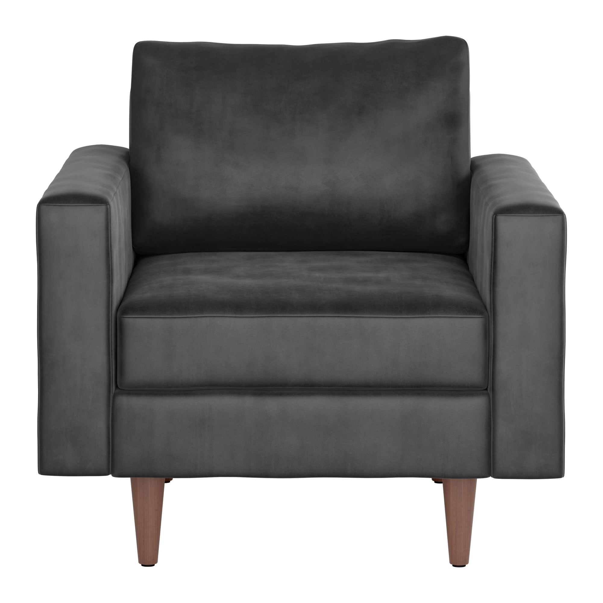 34.5" x 35" x 33" Charcoal, Velvet, Alder Wood, Foam, Fabric & Fiber, Arm Chair