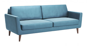 85" x 35" x 37" Teal Velvet, Alder Wood, Foam, Fabric & Fiber, Sofa Teal