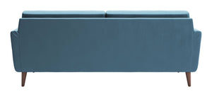 85" x 35" x 37" Teal Velvet, Alder Wood, Foam, Fabric & Fiber, Sofa Teal
