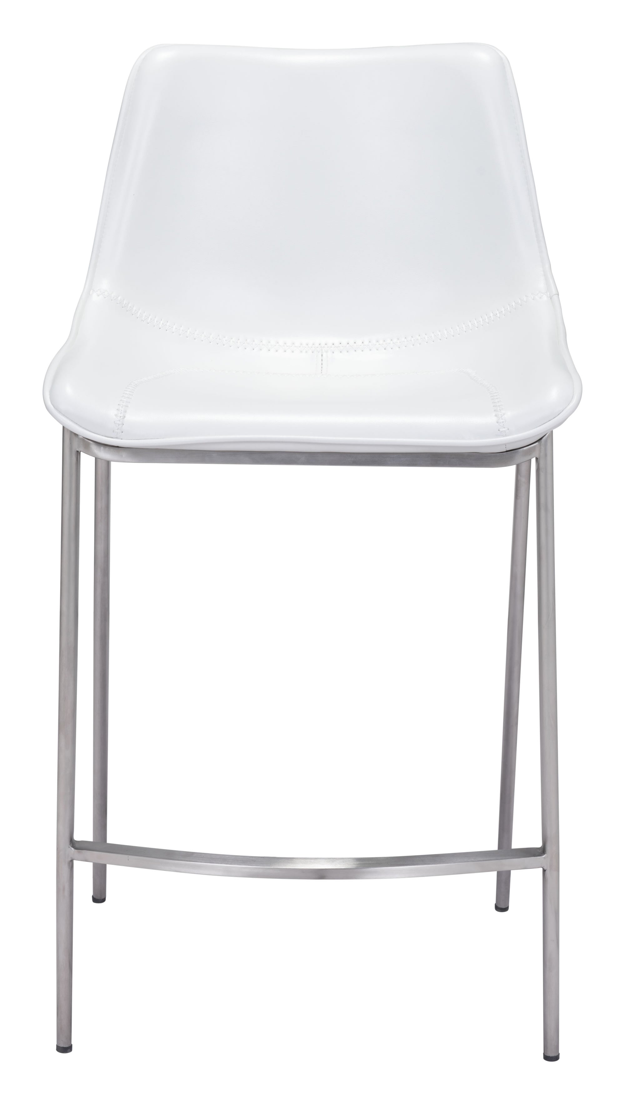 20.7" x 21.7" x 39.8" White, Leatherette, Stainless Steel, Counter Chair - Set of 2