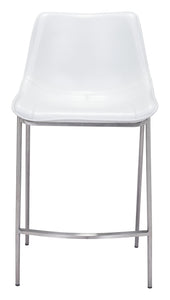20.7" x 21.7" x 39.8" White, Leatherette, Stainless Steel, Counter Chair - Set of 2