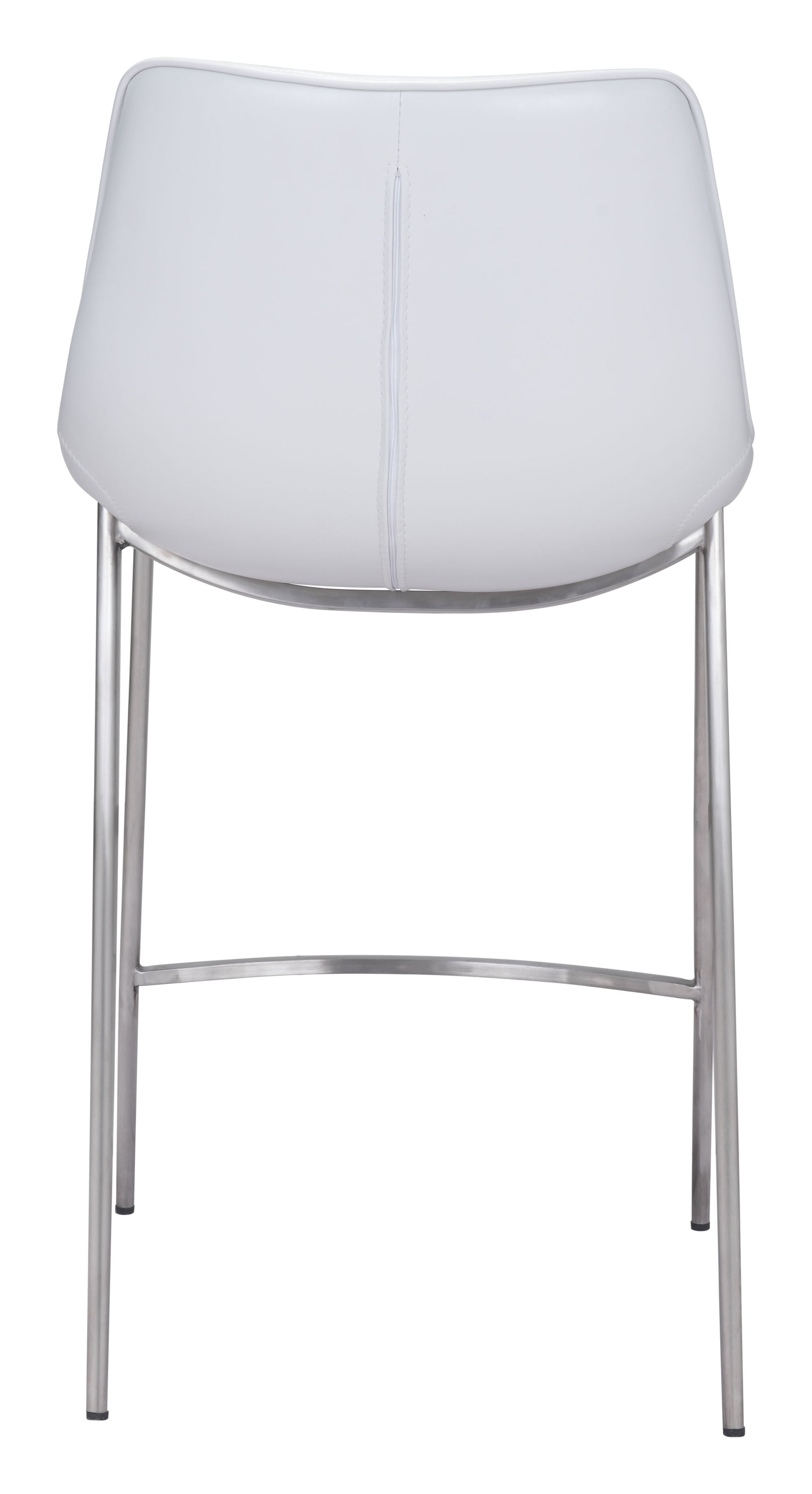 20.7" x 21.7" x 39.8" White, Leatherette, Stainless Steel, Counter Chair - Set of 2