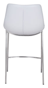 20.7" x 21.7" x 39.8" White, Leatherette, Stainless Steel, Counter Chair - Set of 2