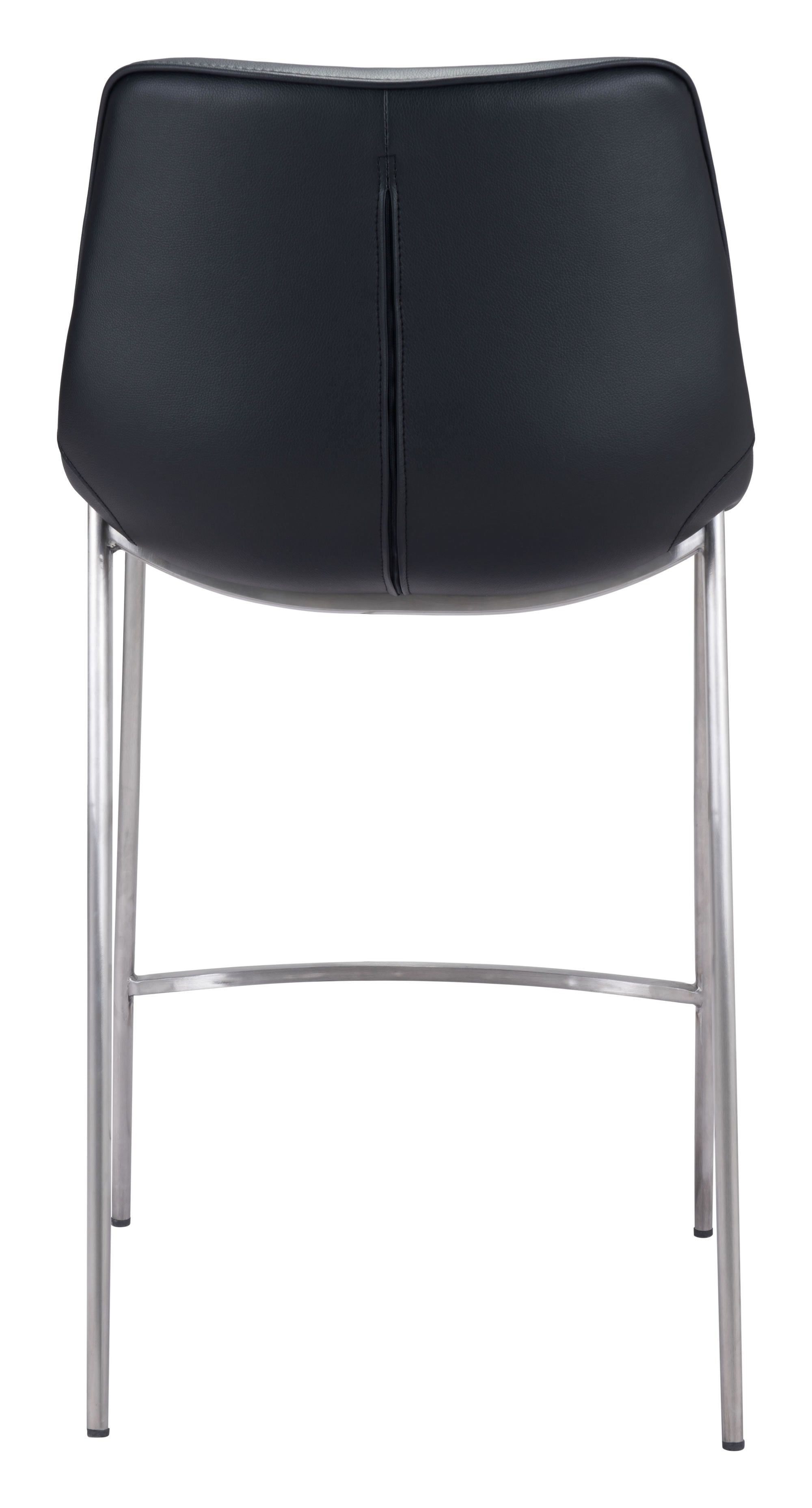 20.7" x 21.7" x 39.8" Black, Leatherette, Stainless Steel, Counter Chair - Set of 2