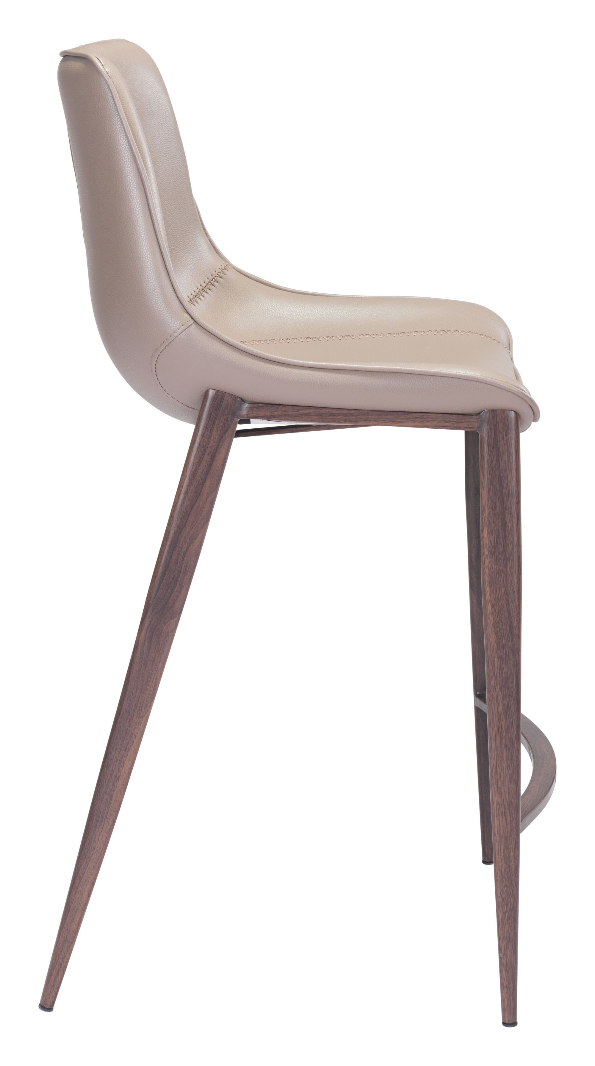 20.7" x 21.7" x 39.8" Gray & Walnut, Leatherette, Stainless Steel, Counter Chair - Set of 2