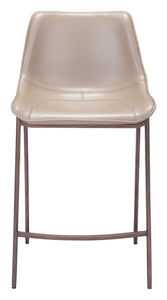 20.7" x 21.7" x 39.8" Gray & Walnut, Leatherette, Stainless Steel, Counter Chair - Set of 2