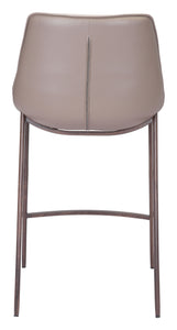 20.7" x 21.7" x 39.8" Gray & Walnut, Leatherette, Stainless Steel, Counter Chair - Set of 2