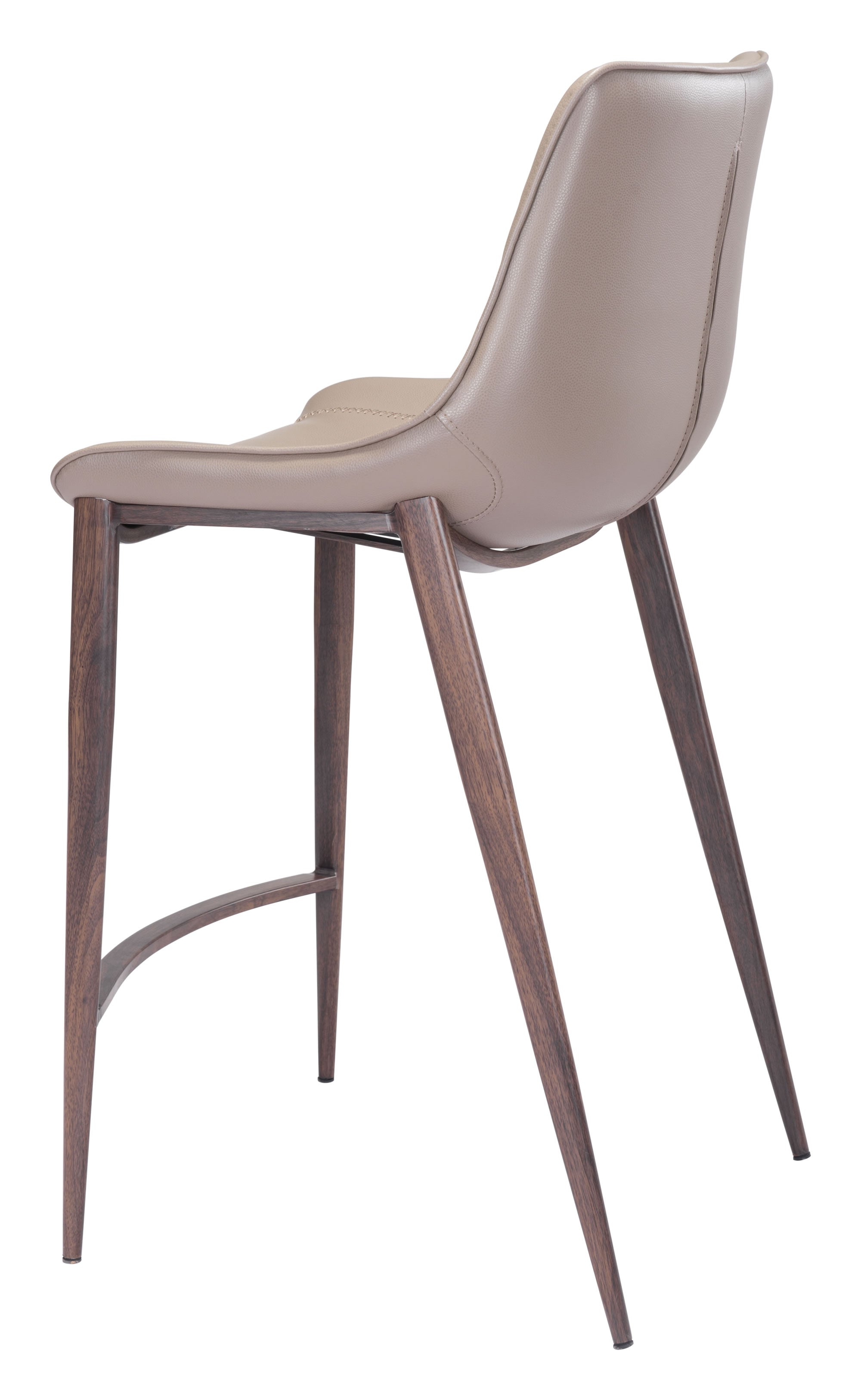 20.7" x 21.7" x 39.8" Gray & Walnut, Leatherette, Stainless Steel, Counter Chair - Set of 2
