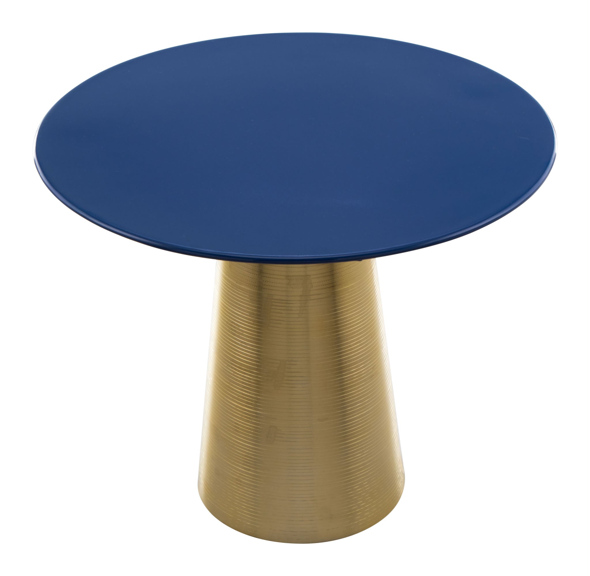 20" x 20" x 16.5" Dark Blue & Gold, Porcelain Enamel, Iron, Side Table
