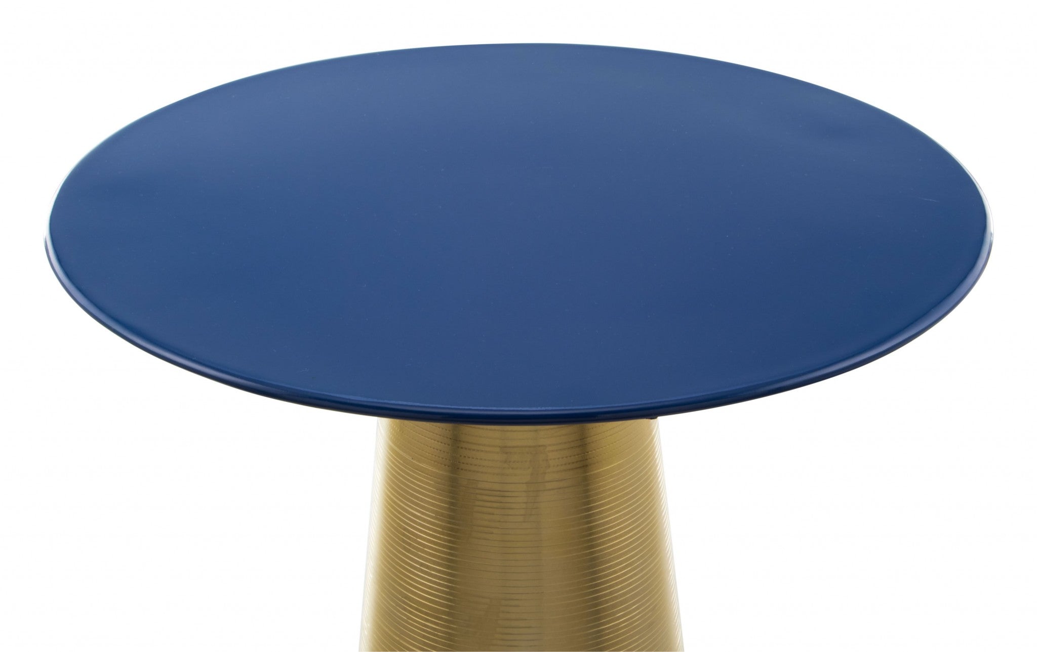 20" x 20" x 16.5" Dark Blue & Gold, Porcelain Enamel, Iron, Side Table