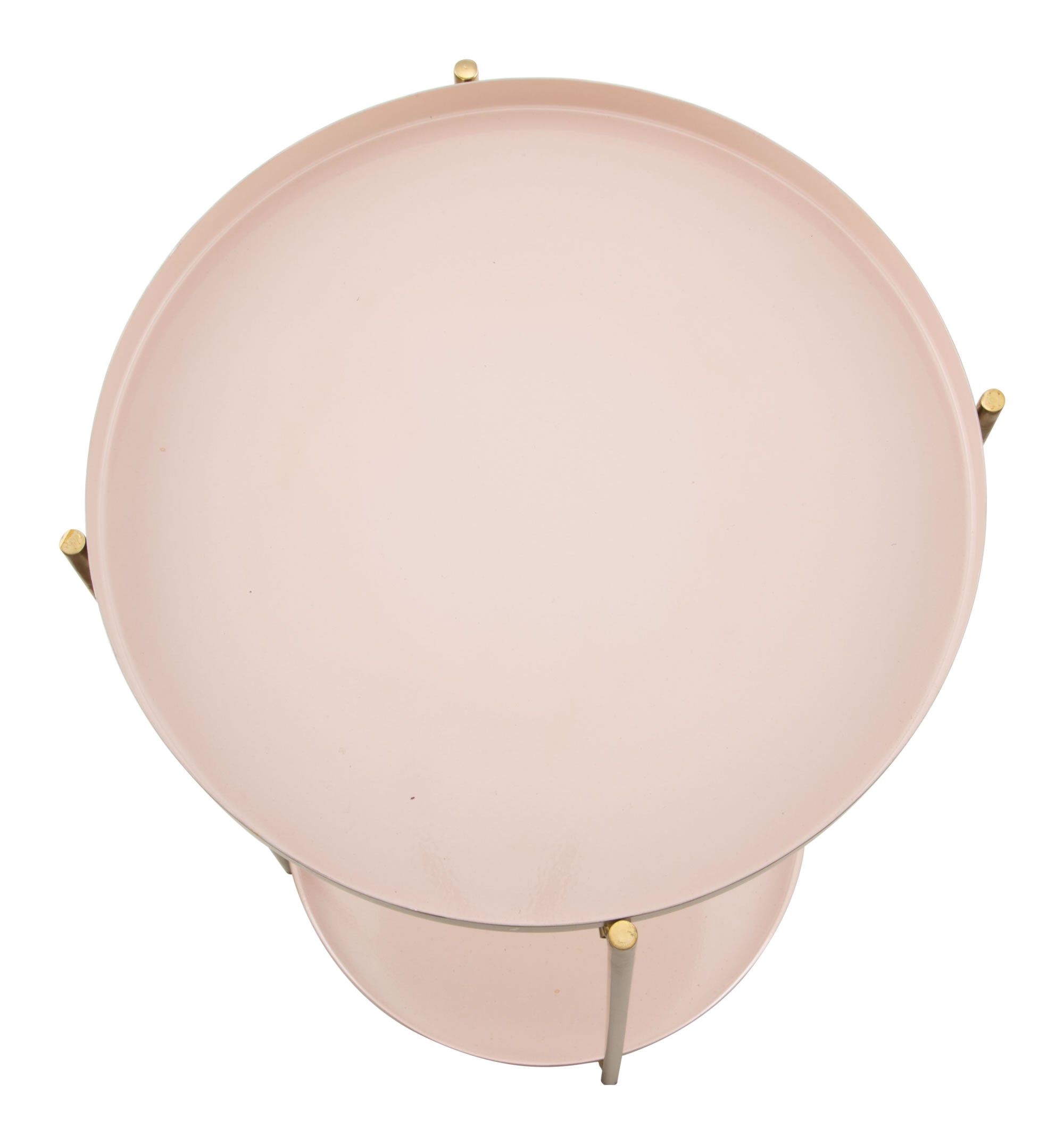 12.7" x 12.7" x 24.2" White & Gold, Porcelain Enamel, Iron, Side Table