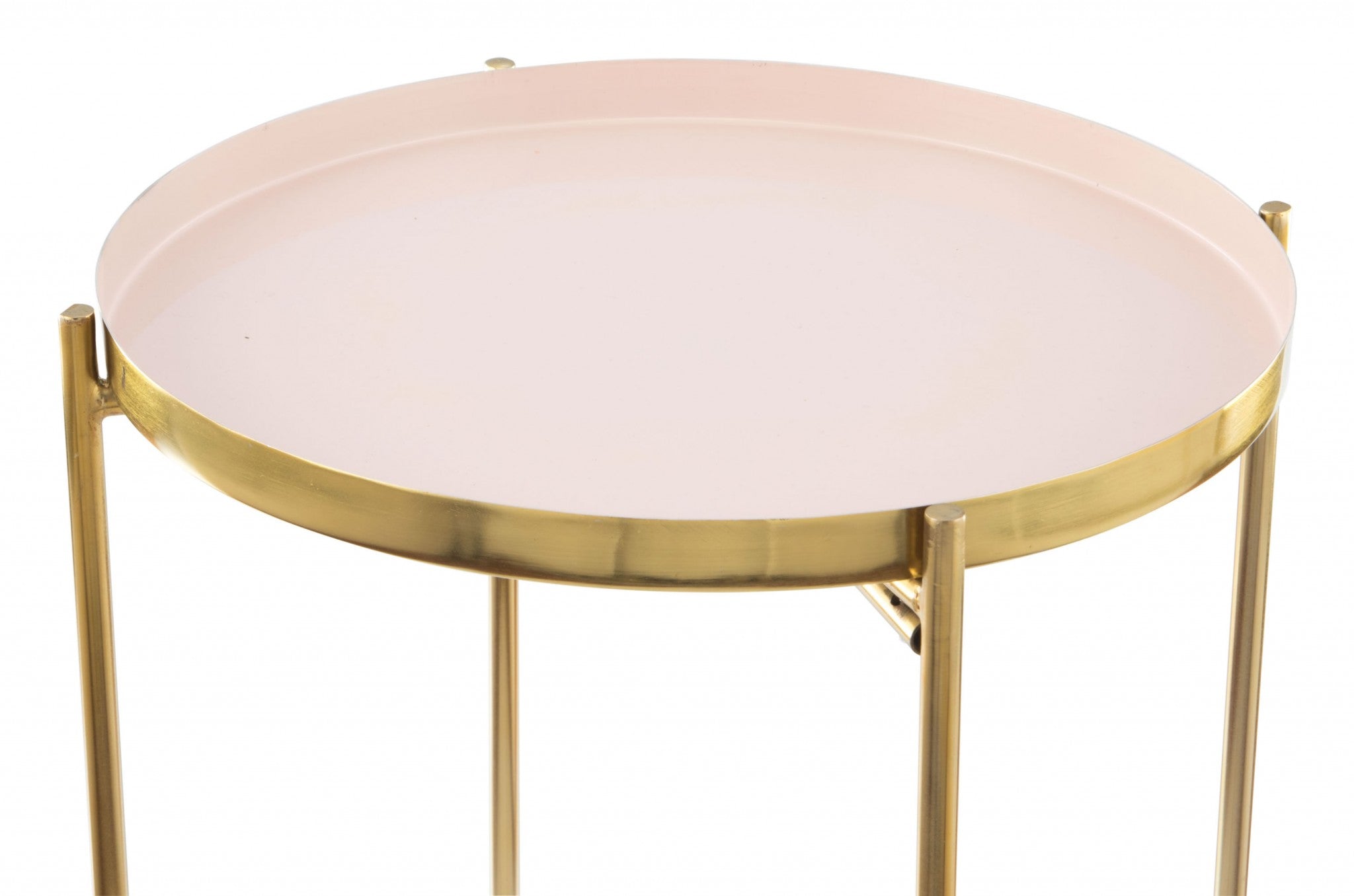 12.7" x 12.7" x 24.2" White & Gold, Porcelain Enamel, Iron, Side Table