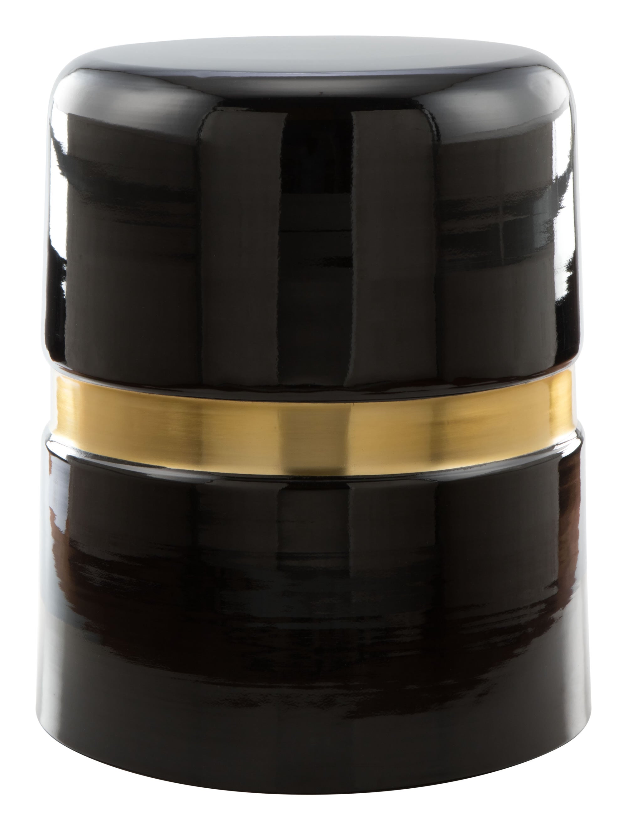 15.5" x 15.5" x 18" Black & Gold, Porcelain Enamel, Iron, Side Table