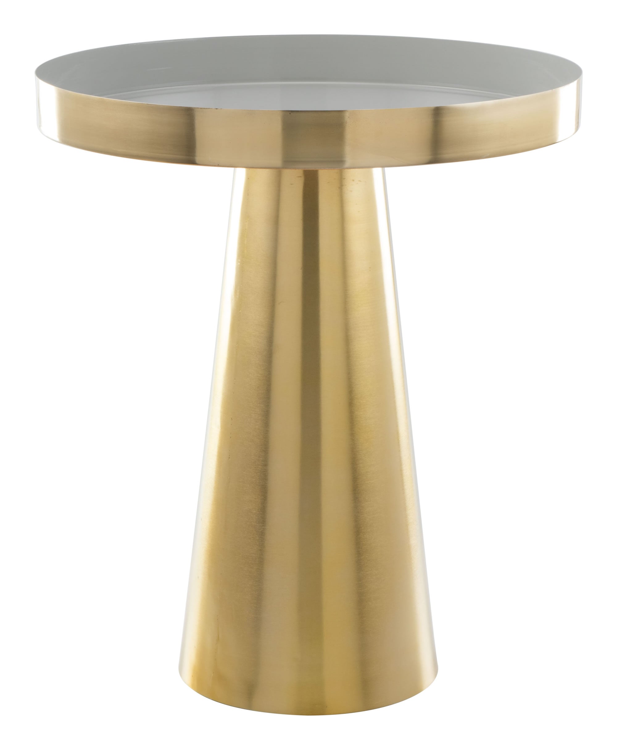 17.7" x 17.7" x 20.7" White and Gold Porcelain Enamel Iron Side Table