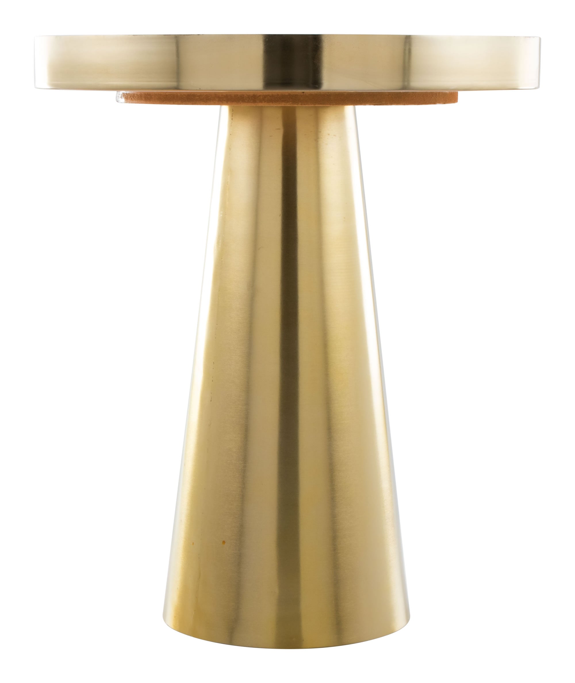 17.7" x 17.7" x 20.7" White and Gold Porcelain Enamel Iron Side Table