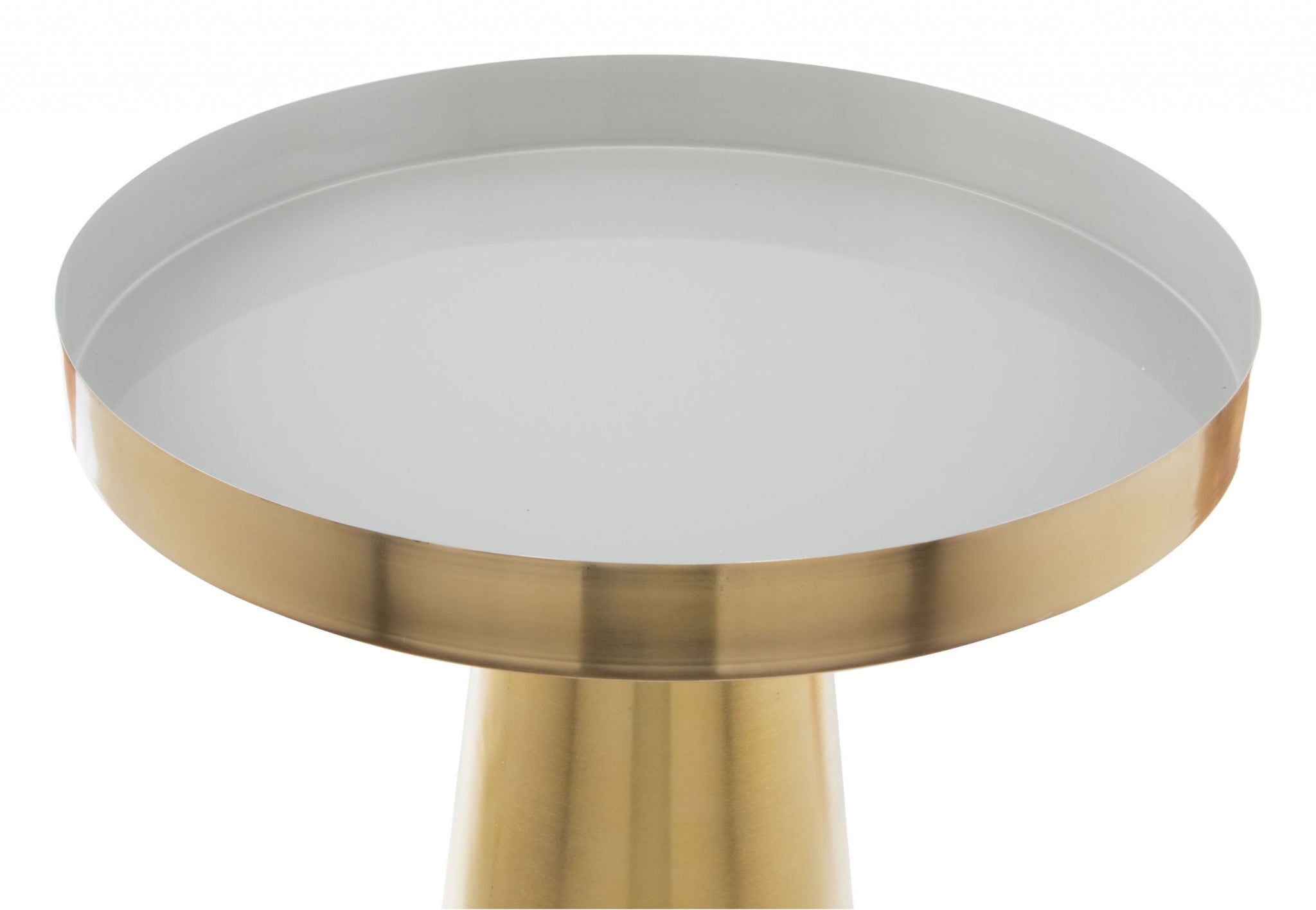 17.7" x 17.7" x 20.7" White and Gold Porcelain Enamel Iron Side Table