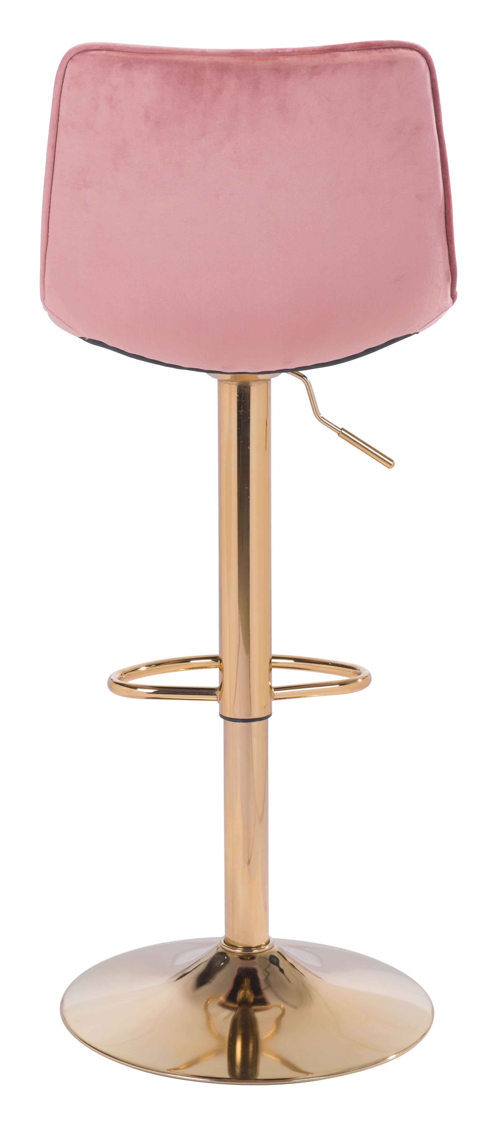 16.7" x 18.7" x 35" Pink and Gold Velvet Steel and Plywood Barstool
