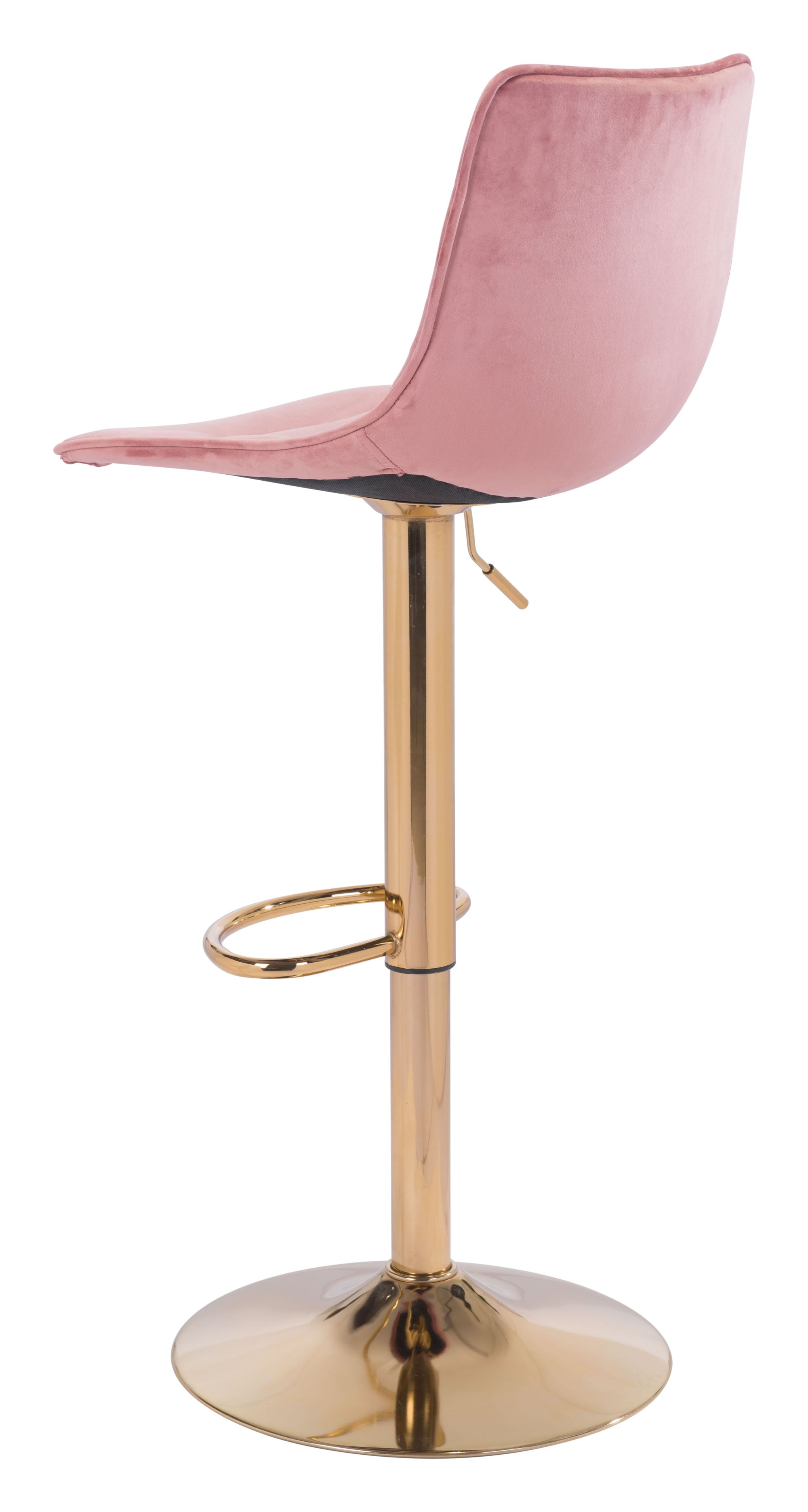 16.7" x 18.7" x 35" Pink and Gold Velvet Steel and Plywood Barstool