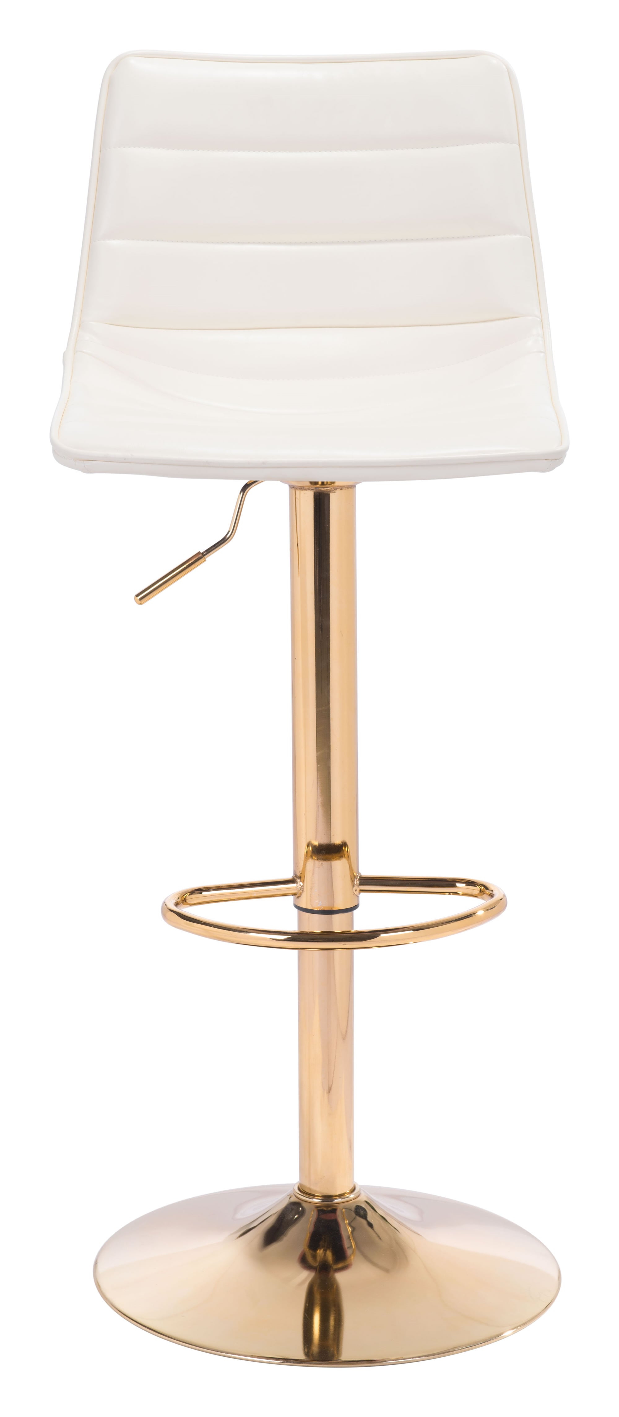 16.7" x 18.7" x 35" White & Gold, Leatherette, Steel & Plywood, Barstool