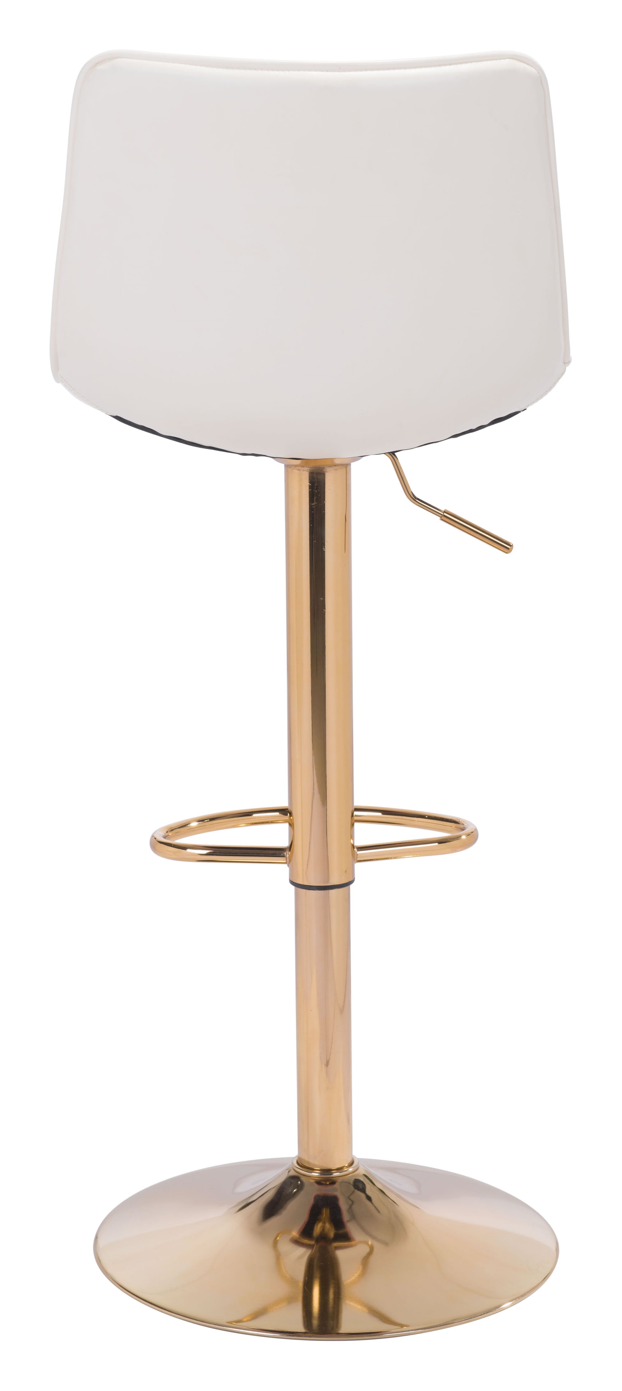 16.7" x 18.7" x 35" White & Gold, Leatherette, Steel & Plywood, Barstool