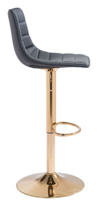 16.7" x 18.7" x 35" Black & Gold, Leatherette, Steel & Plywood, Barstool