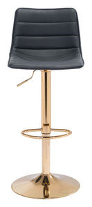 16.7" x 18.7" x 35" Black & Gold, Leatherette, Steel & Plywood, Barstool