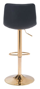 16.7" x 18.7" x 35" Black & Gold, Leatherette, Steel & Plywood, Barstool