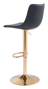 16.7" x 18.7" x 35" Black & Gold, Leatherette, Steel & Plywood, Barstool